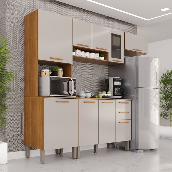 Cozinha Compacta 4 Peças 9 Portas 2 Gavetas Bella Cinamomo/of