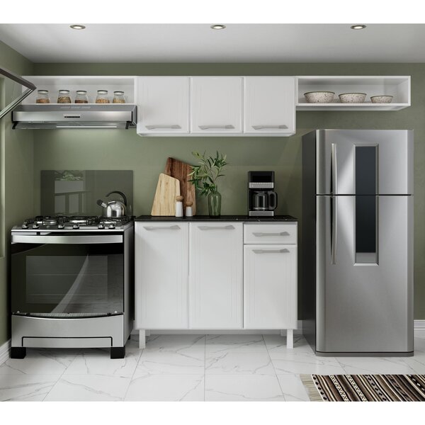 Cozinha Compacta 4 Peças Aço 6 Portas 1 Gaveta Topázio Smart