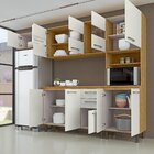 Cozinha Compacta 4 Peças Balcão Com Tampo 3 Portas De Vidro L