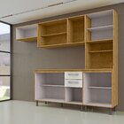 Cozinha Compacta 4 Peças Balcão Com Tampo 3 Portas De Vidro L