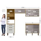 Cozinha Compacta 4 Peças Balcão Com Tampo 3 Portas De Vidro L