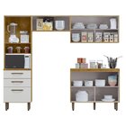 Cozinha Compacta 4 Peças Balcão Com Tampo 3 Portas De Vidro L