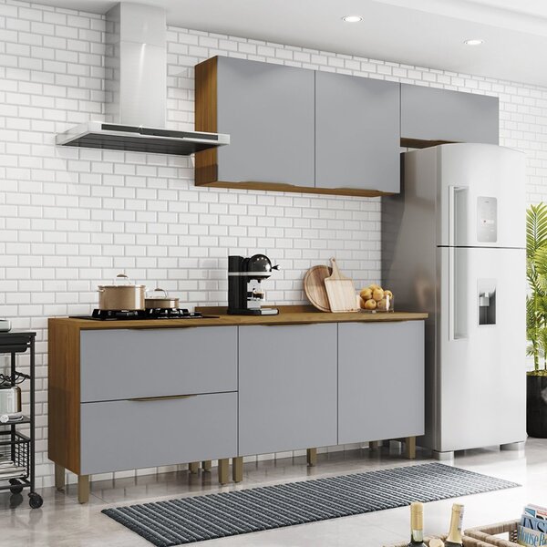 Cozinha Compacta 4 Peças Bea Espresso Móveis Cinza/nature