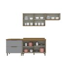 Cozinha Compacta 4 Peças Bea Espresso Móveis Cinza/nature