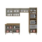 Cozinha Compacta 4 Peças Bea Espresso Móveis Nature/cinza