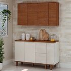 Cozinha Compacta 4 Peças Com 3 Gavetas 100% Mdf Canela/off Wh