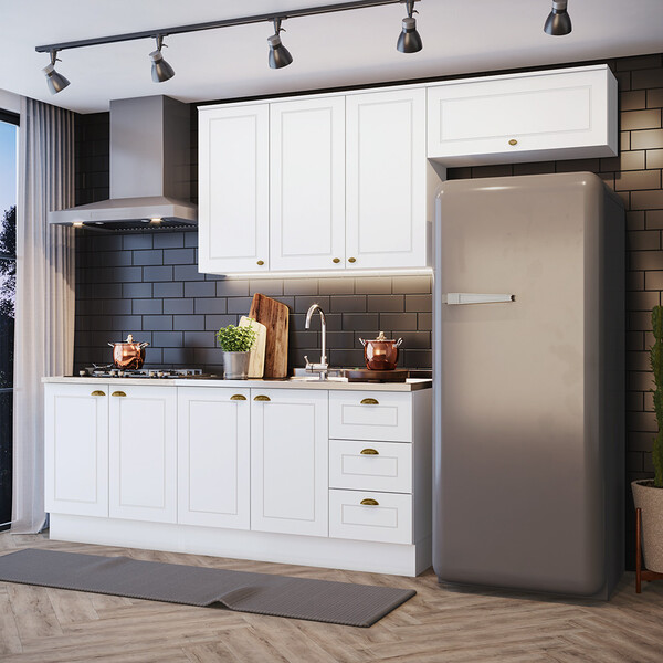 Cozinha Compacta 4 Peças com Aéreo 3 Portas Amy Casa 812