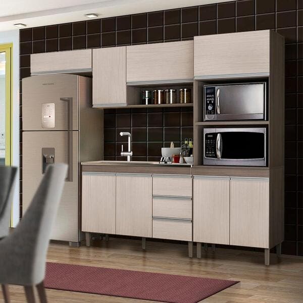 Cozinha Compacta 4 Peças Com Balcão Malbec Avelã Gabriela Shop Jm ...