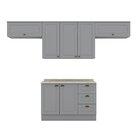 Cozinha Compacta 4 Peças Com Duplo Aéreo Emily Cinza/calcare