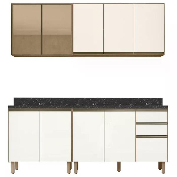 Cozinha Compacta 4 Peças Com Tampo 200cm Mdf Kali Nicioli