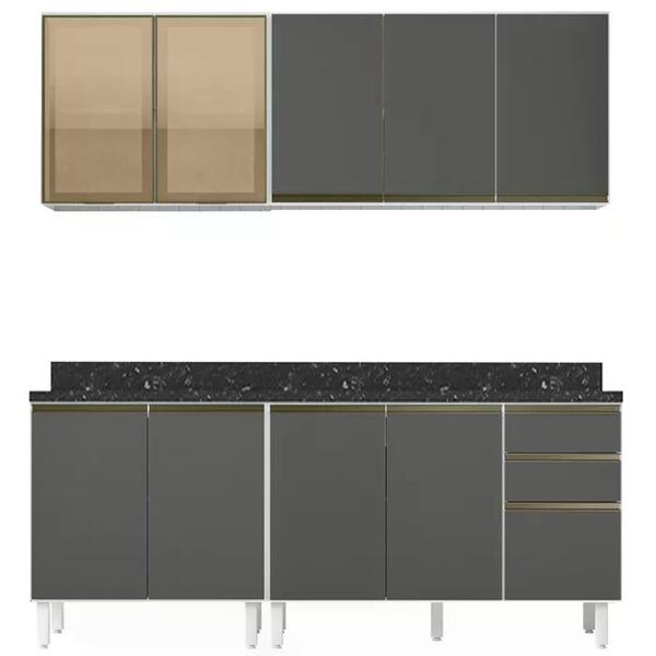 Cozinha Compacta 4 Peças Com Tampo 200cm Mdf Kali Nicioli