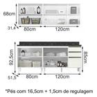 Cozinha Compacta 4 Peças Com Tampo 200cm Mdf Kali Nicioli