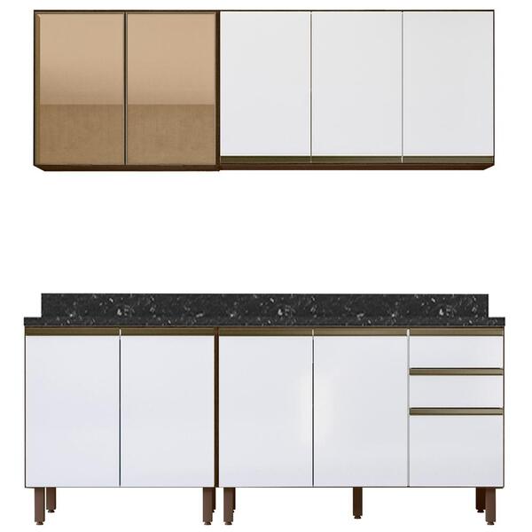 Cozinha Compacta 4 Peças Com Tampo 200cm Mdf Kali Nicioli