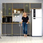 Cozinha Compacta 4 Peças Detalhe Vidro Áustria  Cinamomo/graf