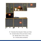 Cozinha Compacta 4 Peças Detalhe Vidro Áustria  Cinamomo/graf