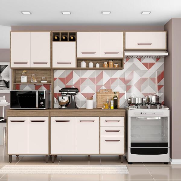 Cozinha Compacta 4 Peças Munique Carvalho Off-white