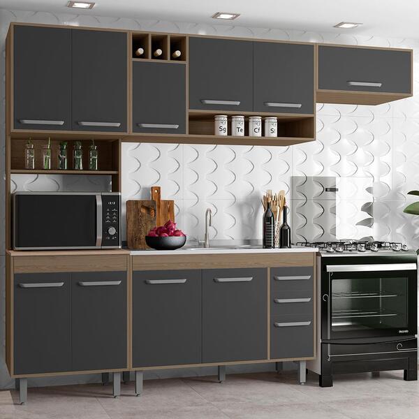 Cozinha Compacta 4 Peças Newark Carvalho Grafite