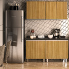 Cozinha Compacta 4 Peças 2 Gabinetes e 2 Balcões Preto e Nogal Spring