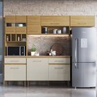 Cozinha Compacta 4 Peças Santiago 197,5x250x38,5 Cm Ipê/crist