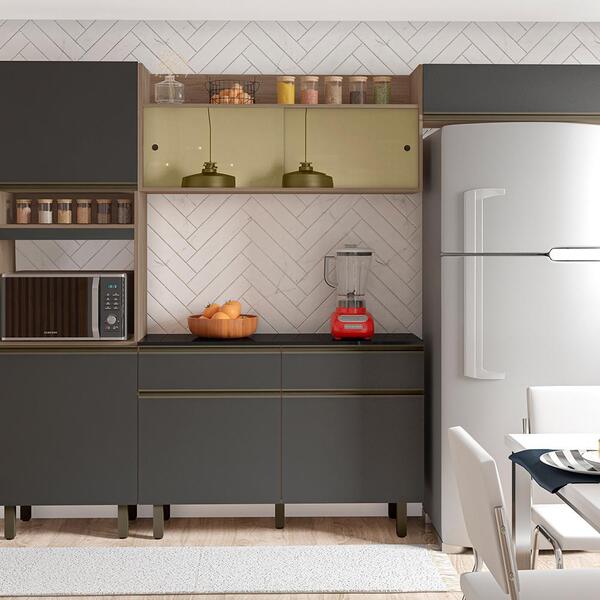 Cozinha Compacta 4 Peças Tripoli Carvalho Grafite