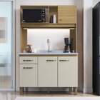 Cozinha Compacta 4 Portas ,1 Gaveta E 1 Nicho Para Forno Ipê/