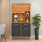 Cozinha Compacta 4 Portas 174cm X 90cm Dália Cinamomo/grafite