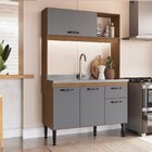 Cozinha Compacta 4 Portas 1 Gaveta 1 Nicho Katy Freijo/cinza