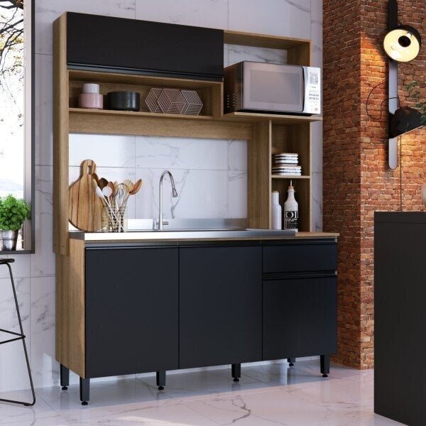 Cozinha Compacta 4 Portas 1 Gaveta Carol Delmarco Móveis Mel/