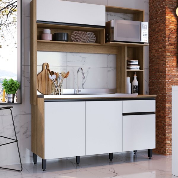 Cozinha Compacta 4 Portas 1 Gaveta Carol Delmarco Móveis Mel/