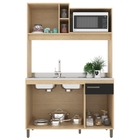 Cozinha Compacta 4 Portas 1 Gaveta Ferrara Carvalho/preto.- A