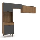 Cozinha Compacta 4 Portas 1 Gaveta Vittoria Ipê Wood/ Grafite