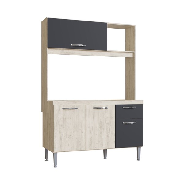 Cozinha Compacta 4 Portas 1gaveta Katy Crema Grafite Megasul