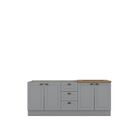 Cozinha Compacta 4 Portas 3 Gavetas Emily Cinza/nature