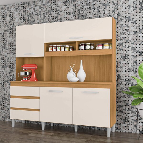 Cozinha Compacta 4 Portas Florença Ii Incorplac Cedro Imperia