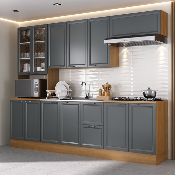 Cozinha Compacta 5 Peças 1 Paneleiro Duplo 2 Aéreos 2 Balcões