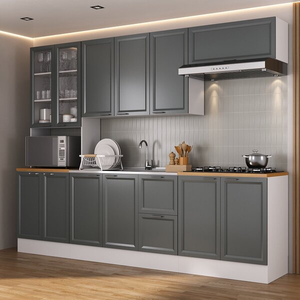 Cozinha Compacta 5 Peças 1 Paneleiro Duplo 2 Aéreos 2 Balcões