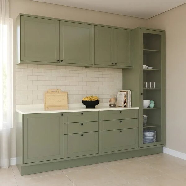 Cozinha Compacta 5 Peças 2 Balcões Com Tampo 2 Armários Aéreo