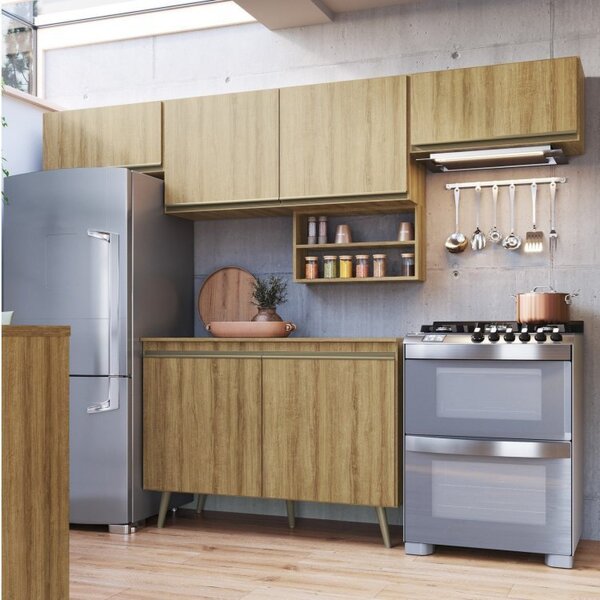 Cozinha Compacta 5 Peças 6 Portas 2 Nichos Porta Tempero One