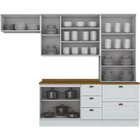 Cozinha Compacta 5 Peças 8 Portas 5 Gavetas Tampo Amadeirado
