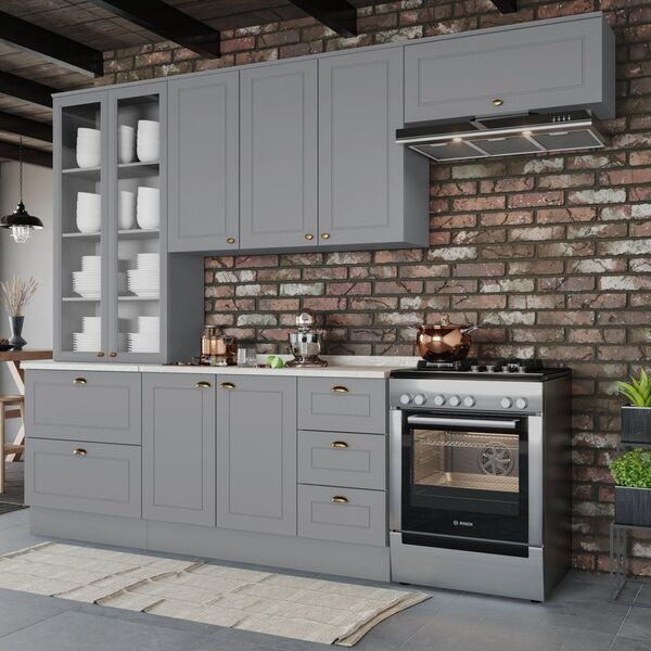 Cozinha Compacta 5 Peças Emily Cinza/calcare