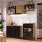 Cozinha Compacta 5 Portas 1 Gaveta Com Tampo Laura  Mel/preto