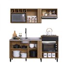 Cozinha Compacta 5 Portas 1 Gaveta Com Tampo Laura  Mel/preto