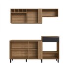 Cozinha Compacta 5 Portas 1 Gaveta Laura  Mel/preto Touch