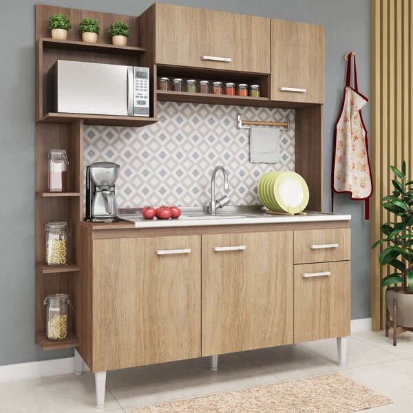 Cozinha Compacta 5 Portas 1 Gaveta Sofia  Teka/carvalho