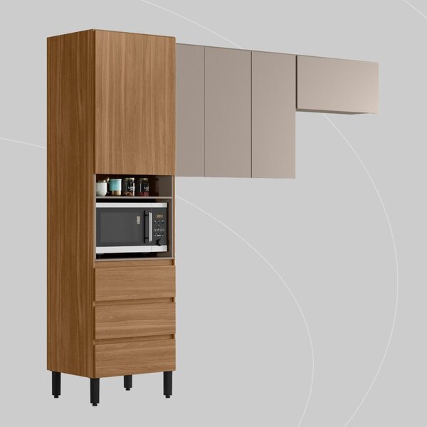 Cozinha Compacta 5 Portas 1 Porta Basculante 3 Gavetas Lazuli