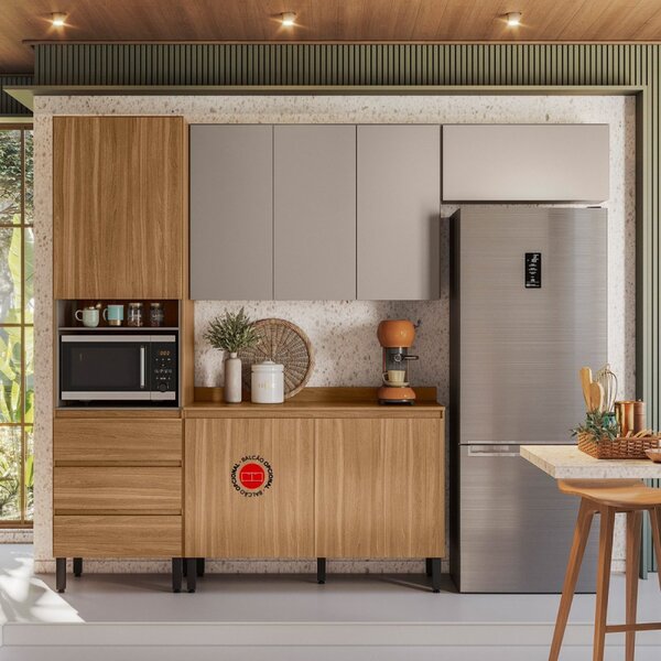 Cozinha Compacta 5 Portas 1 Porta Basculante 3 Gavetas Lazuli