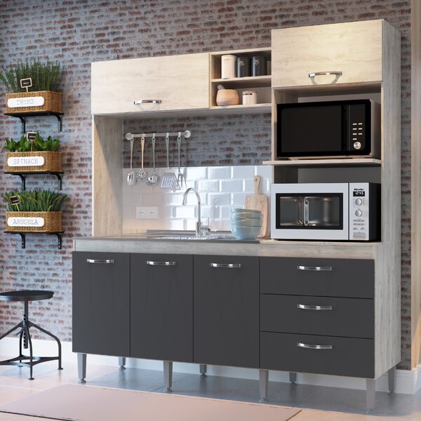 Cozinha Compacta 5 Portas 3 Gavetas 2 Nichos Aline Irm Móveis