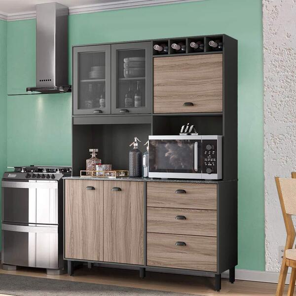 Cozinha Compacta 5 Portas 3 Gavetas Com Torre Quente Chumbo C