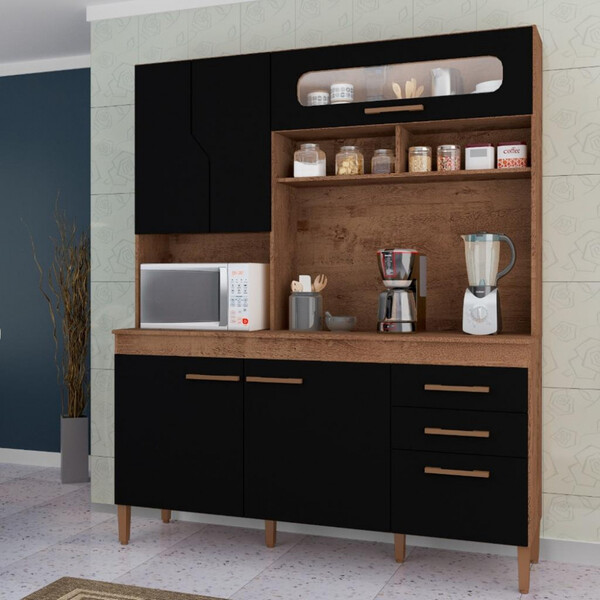 Cozinha Compacta 5 Portas 3 Gavetas Mônaco New Atualle