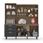 Cozinha Compacta 5 Portas 3 Gavetas Ravena Ipê Nobre/grafite